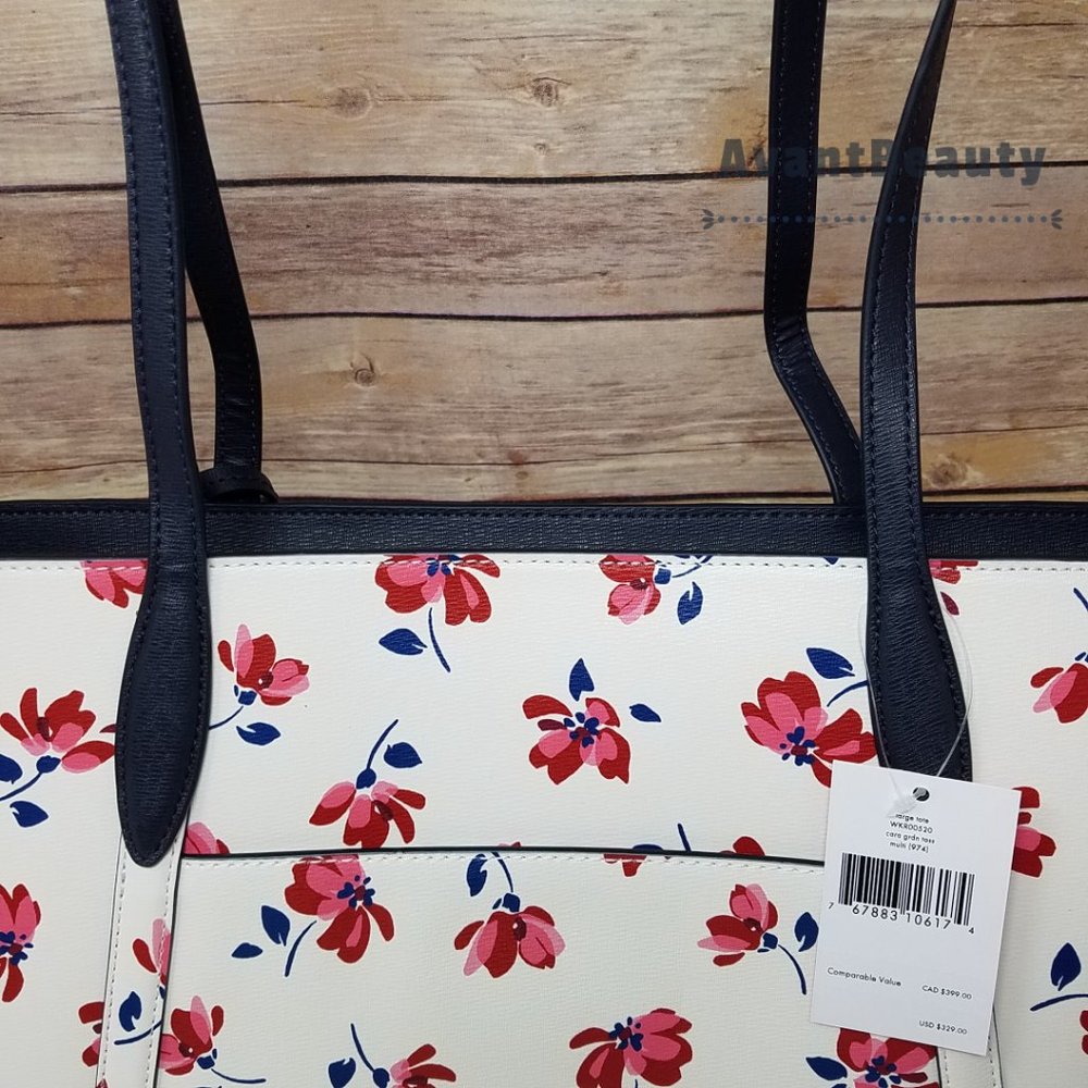 Kate Spade Cara Garden Toss White Floral Tote - Picture 10 of 15
